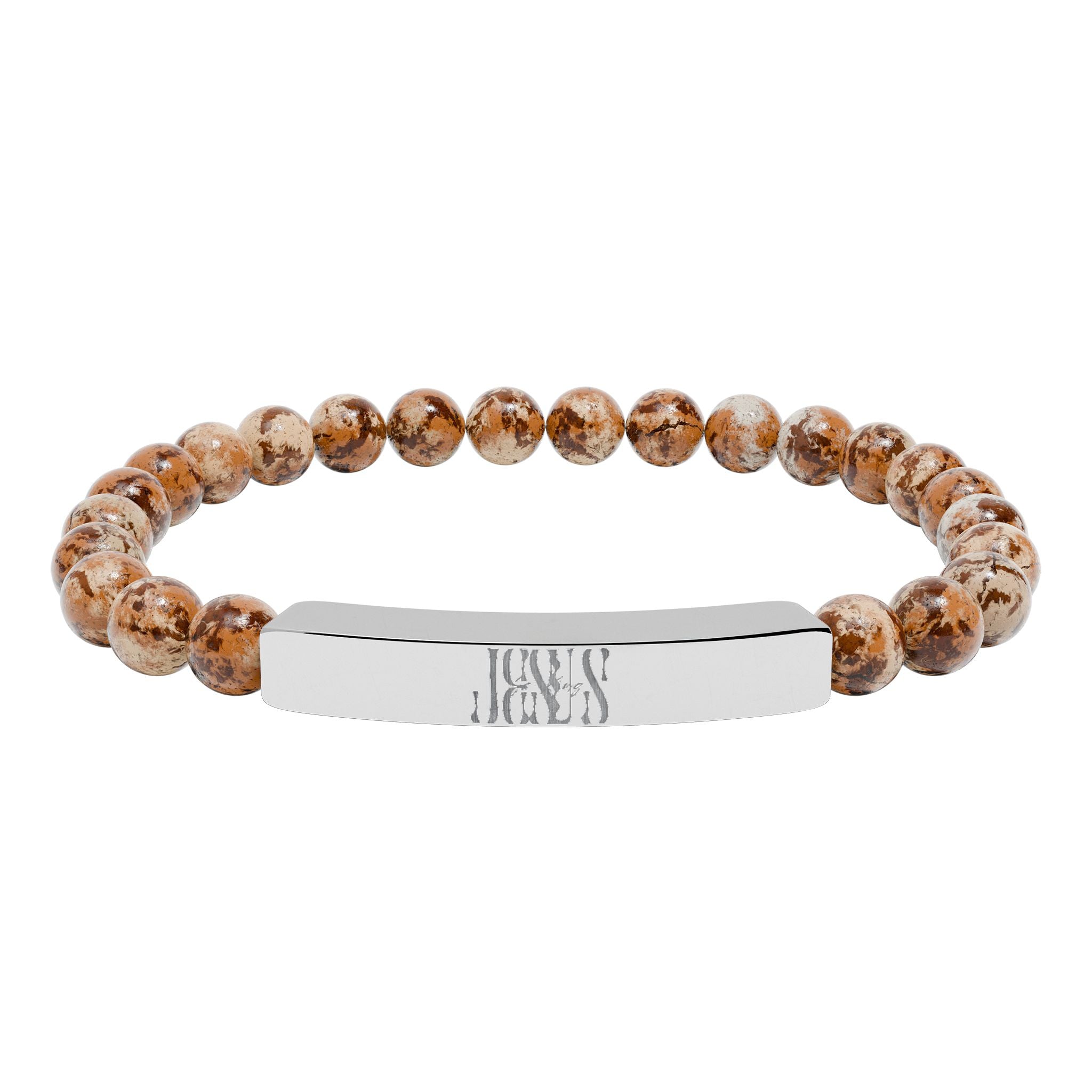 Jesus Natural Stone Stretch Bar Bracelet — Personalized Beaded Bracelet