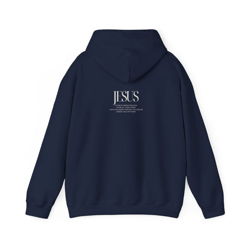 Breakthrough Graphic Hoodie — 'JESUS' Minimalist Faith Pullover