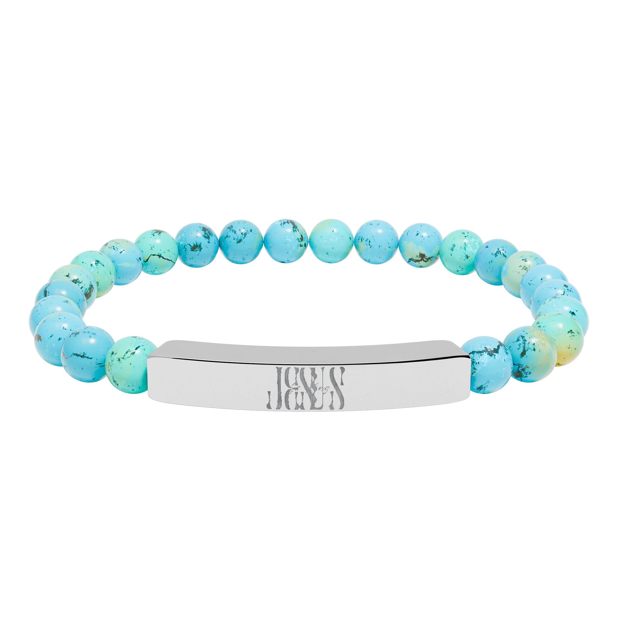 Jesus Natural Stone Stretch Bar Bracelet — Personalized Beaded Bracelet