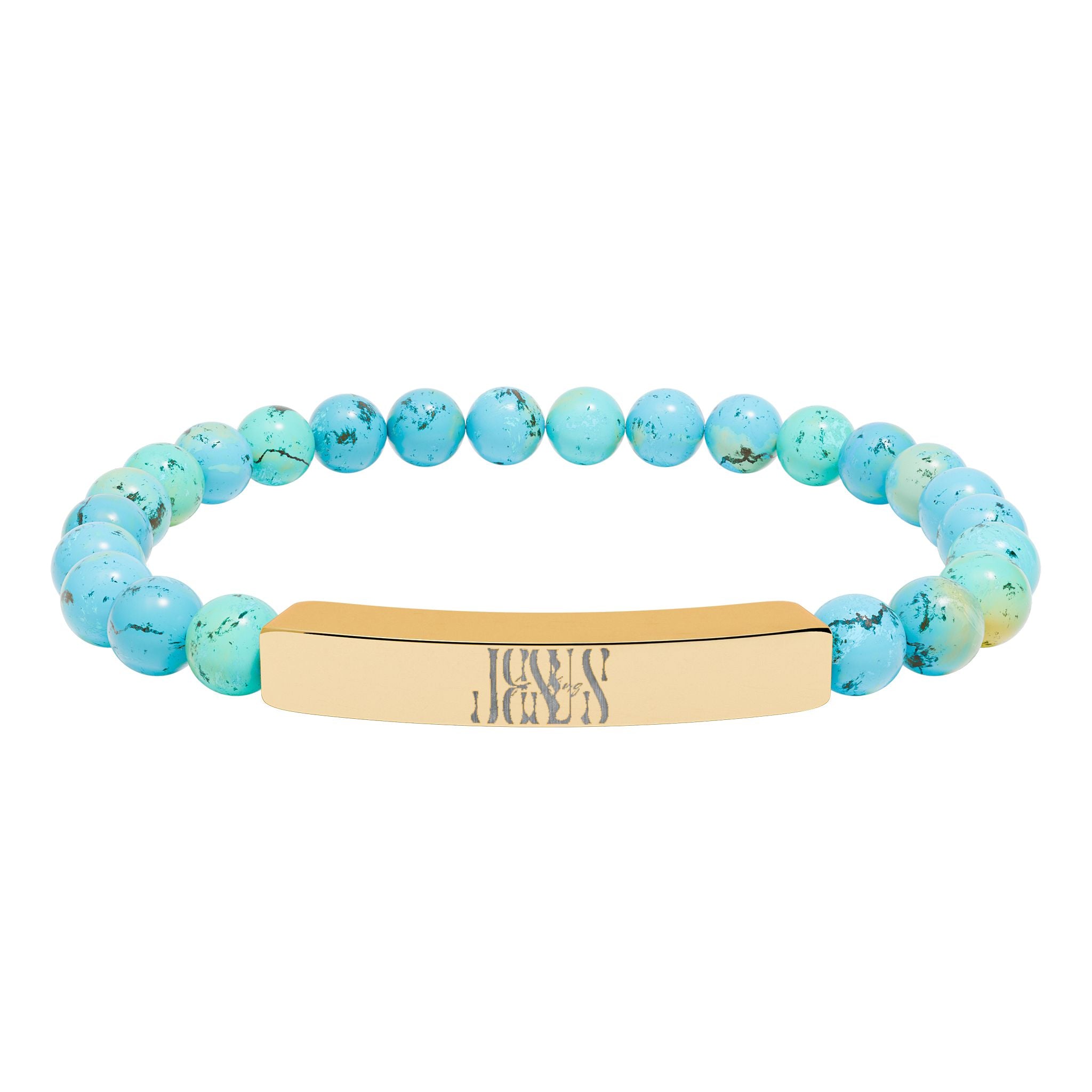Jesus Natural Stone Stretch Bar Bracelet — Personalized Beaded Bracelet