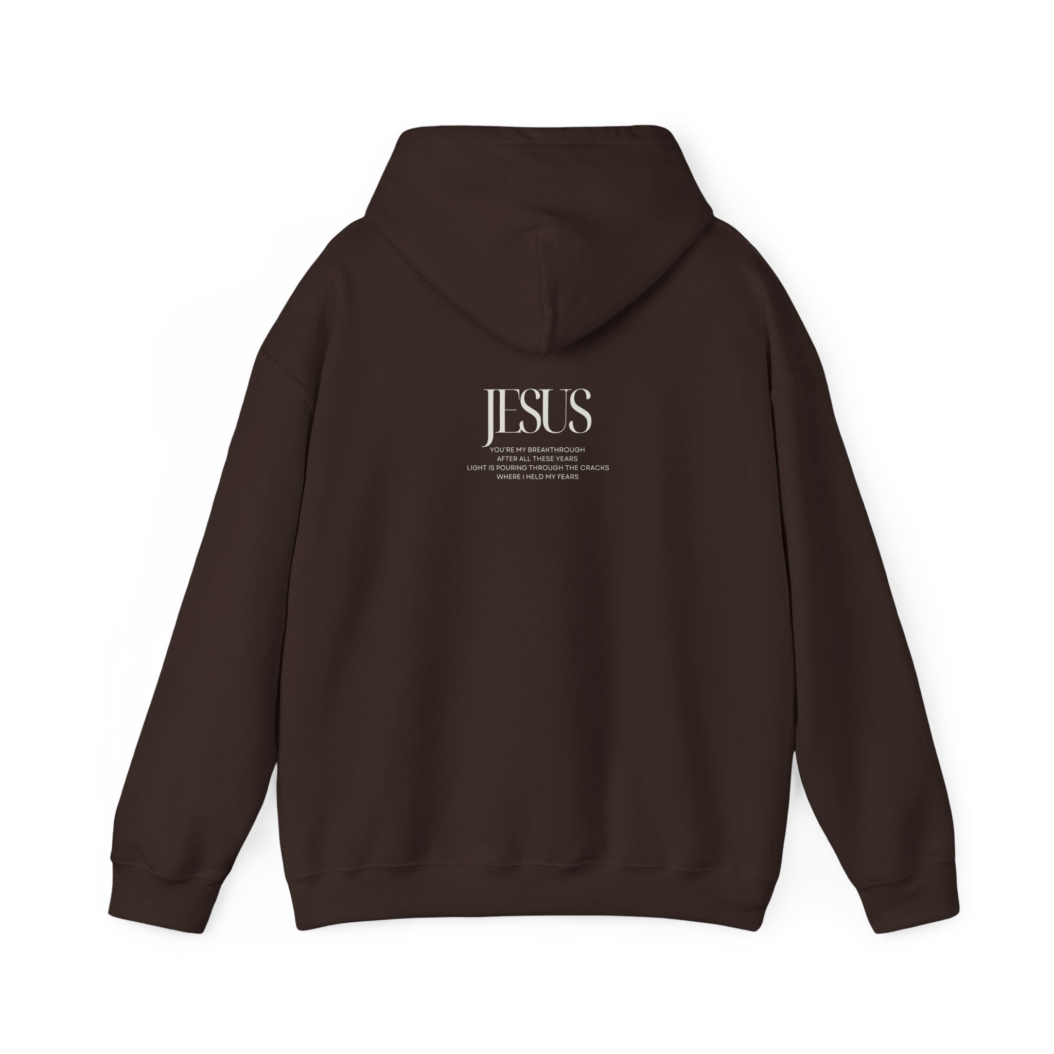 Breakthrough Graphic Hoodie — 'JESUS' Minimalist Faith Pullover