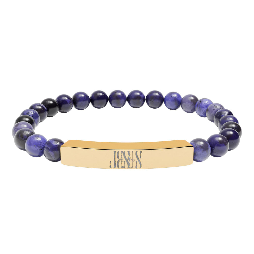 Jesus Natural Stone Stretch Bar Bracelet — Personalized Beaded Bracelet