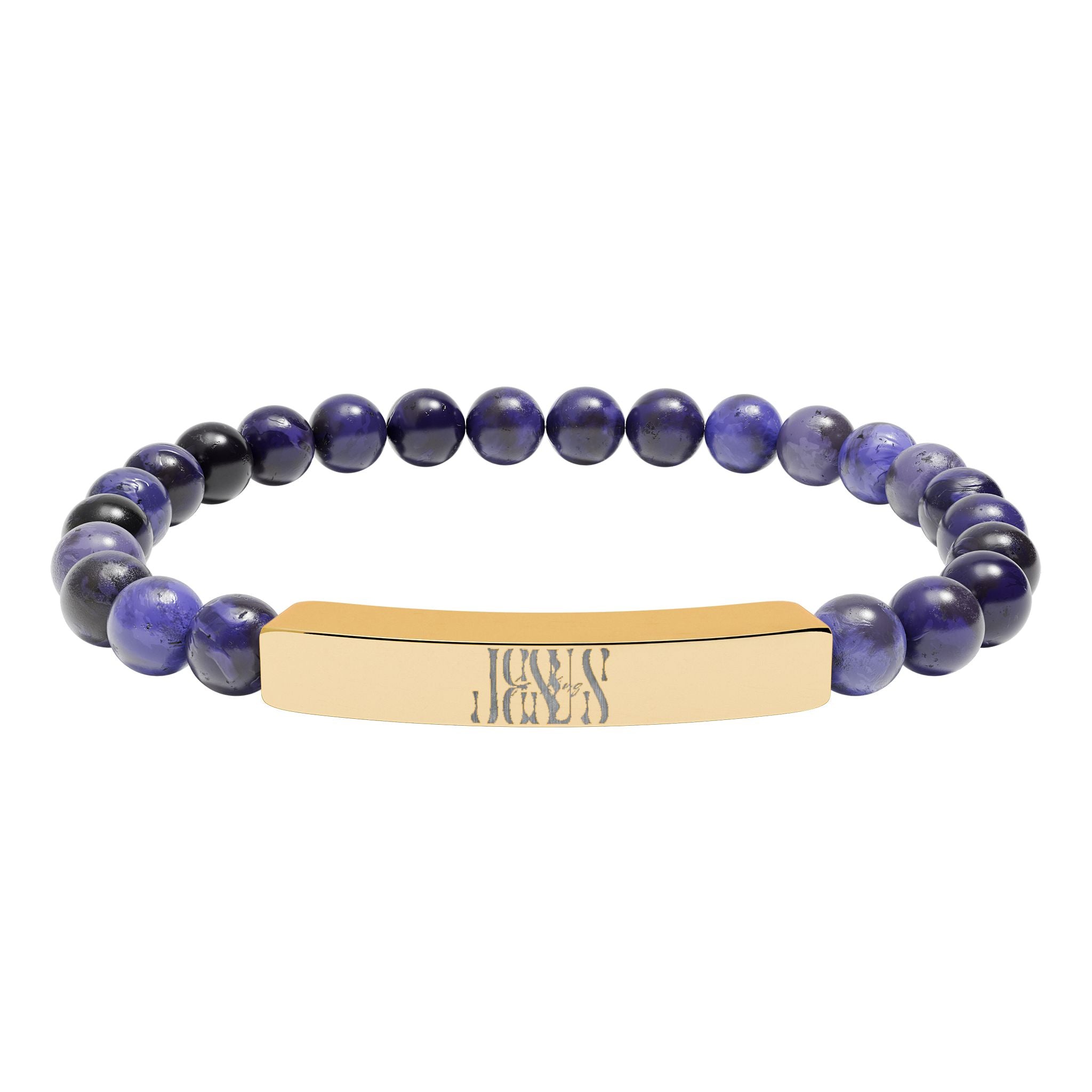 Jesus Natural Stone Stretch Bar Bracelet — Personalized Beaded Bracelet
