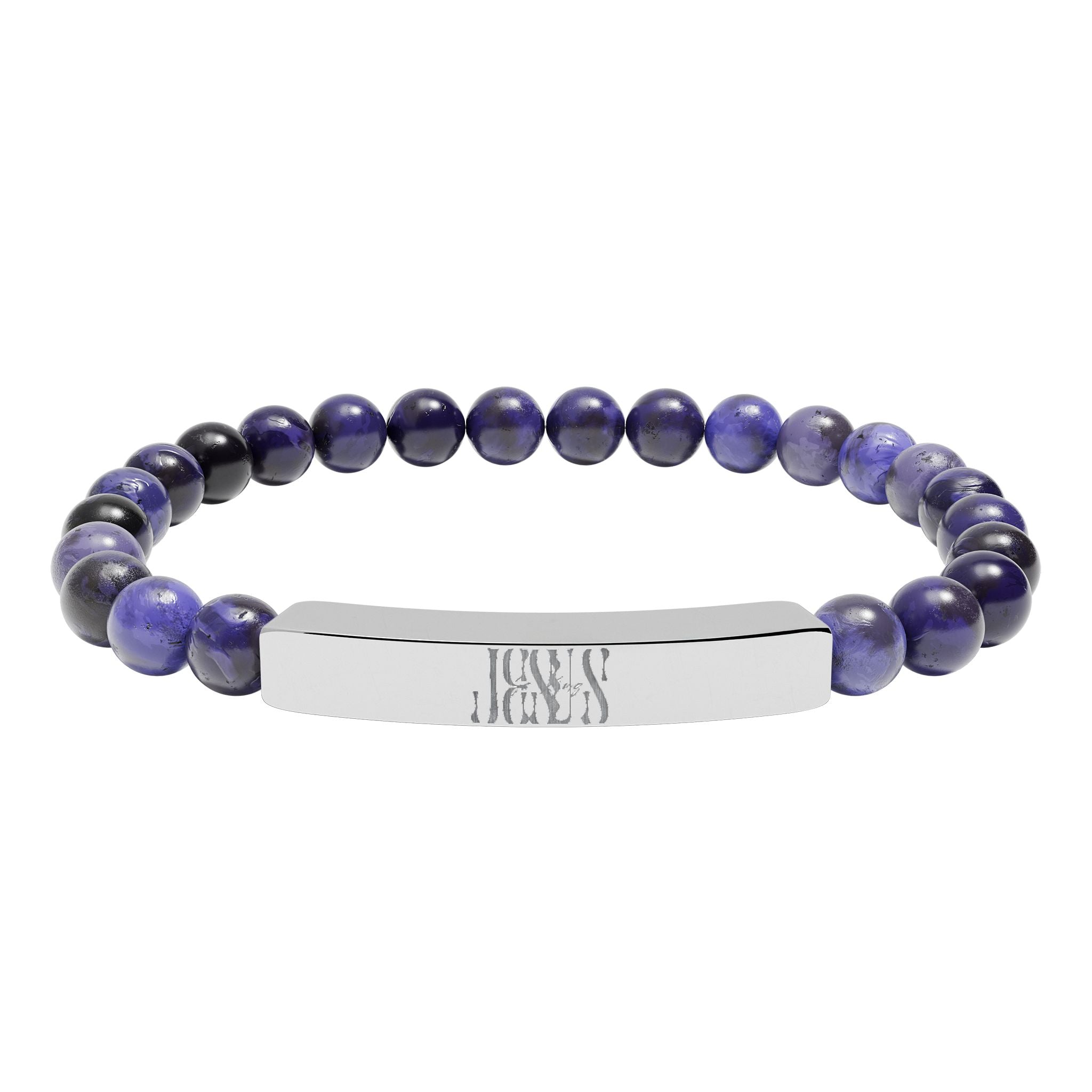 Jesus Natural Stone Stretch Bar Bracelet — Personalized Beaded Bracelet