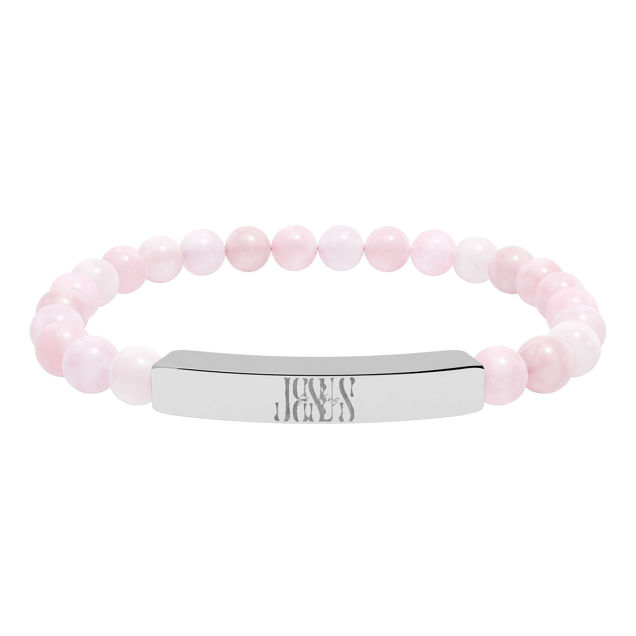Jesus Natural Stone Stretch Bar Bracelet — Personalized Beaded Bracelet