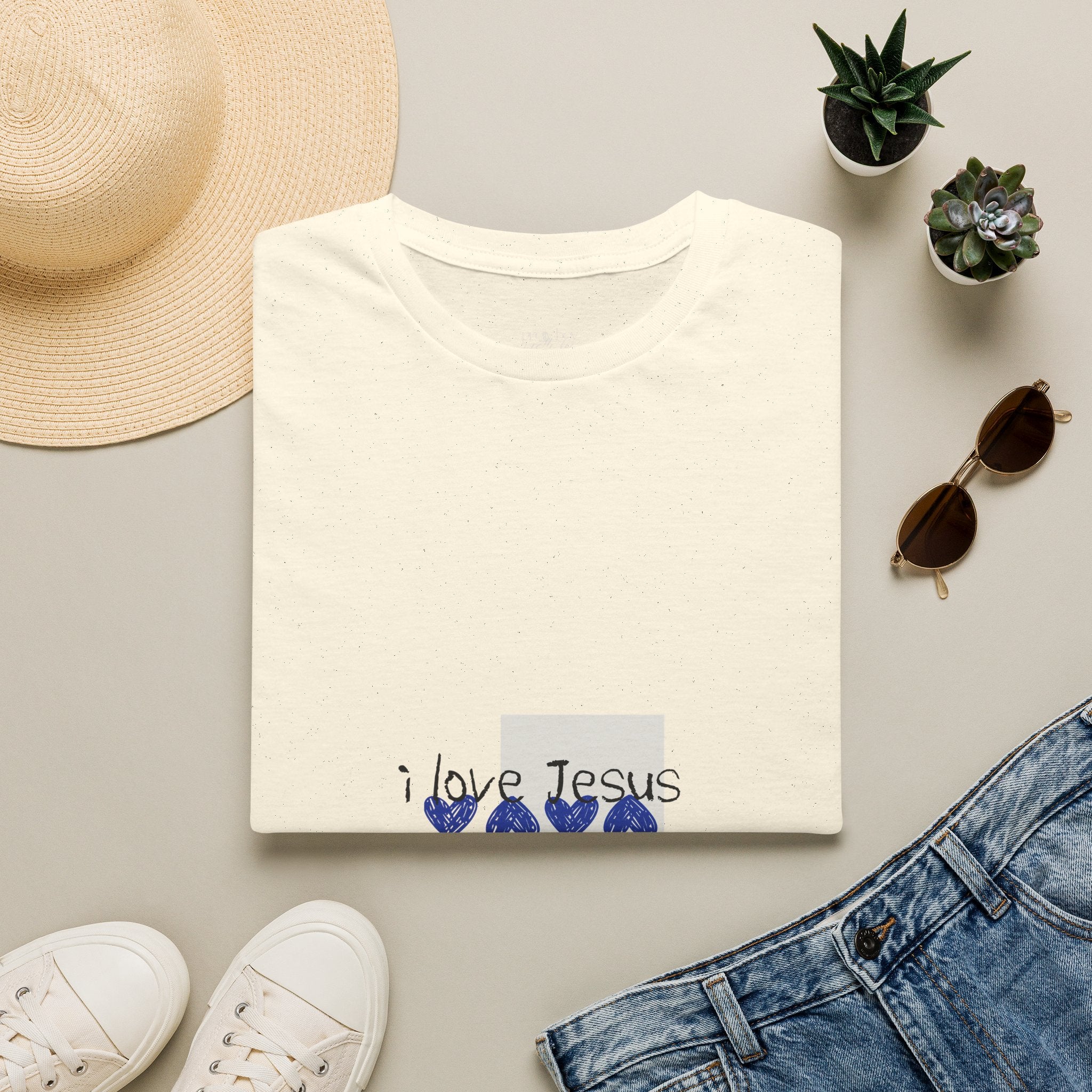 I Love Jesus T-Shirt — Blue Heart Faith Graphic Tee