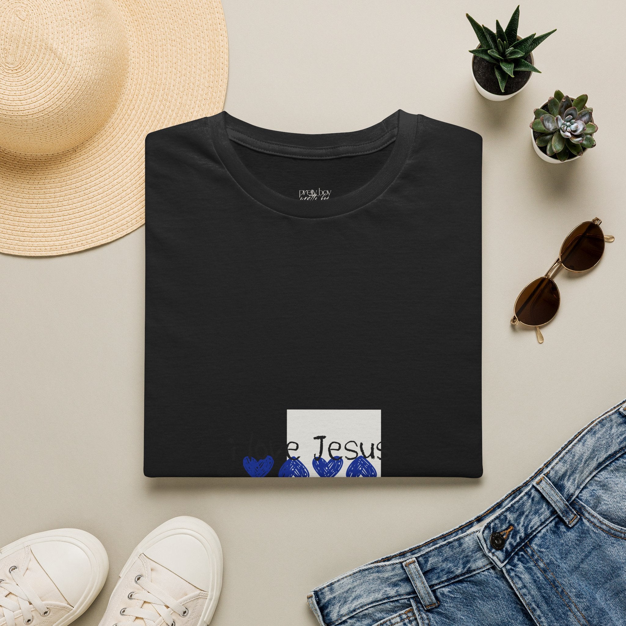 I Love Jesus T-Shirt — Blue Heart Faith Graphic Tee