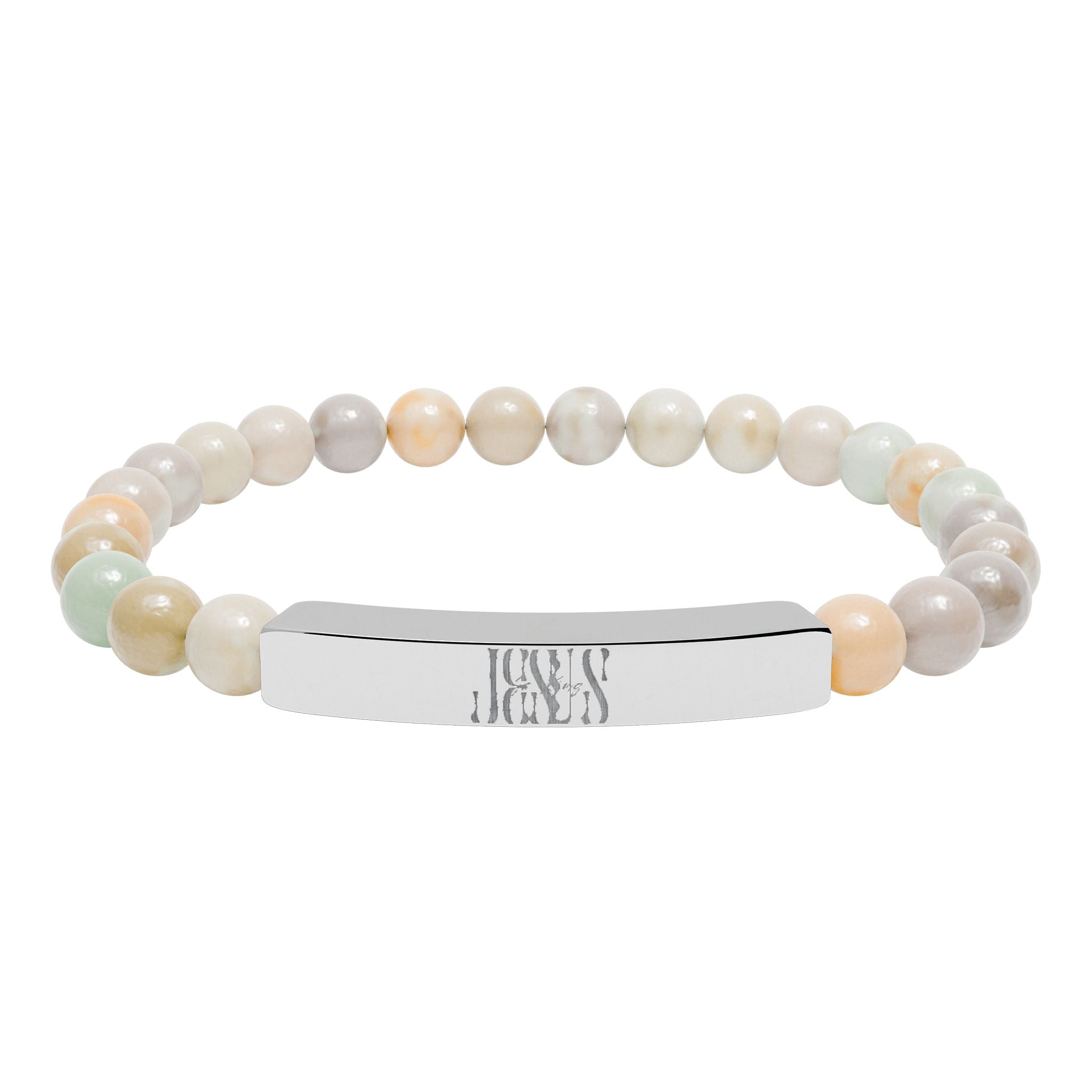 Jesus Natural Stone Stretch Bar Bracelet — Personalized Beaded Bracelet