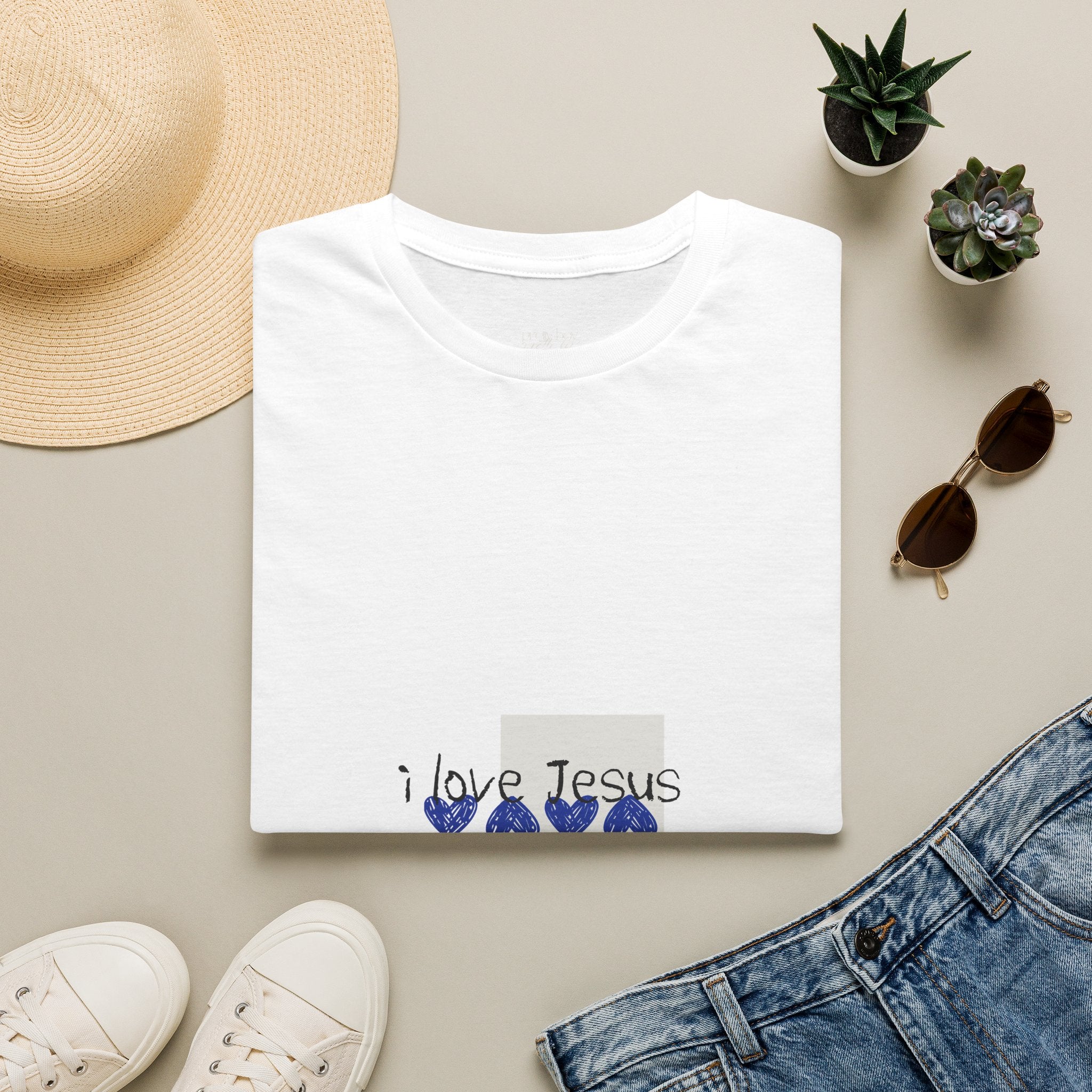 I Love Jesus T-Shirt — Blue Heart Faith Graphic Tee