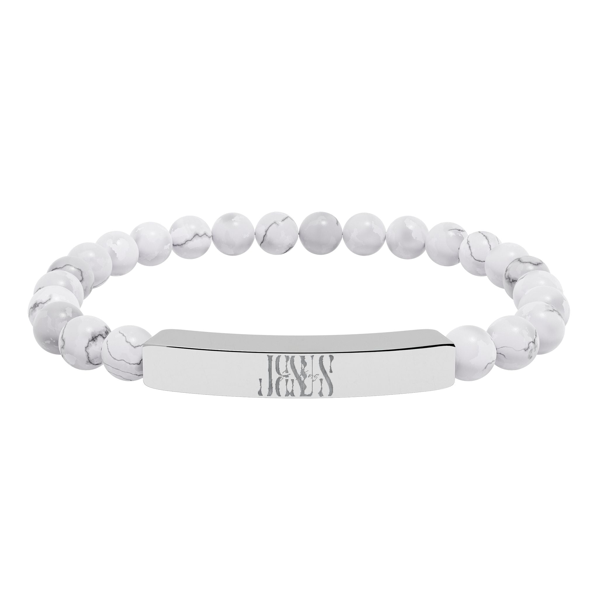 Jesus Natural Stone Stretch Bar Bracelet — Personalized Beaded Bracelet