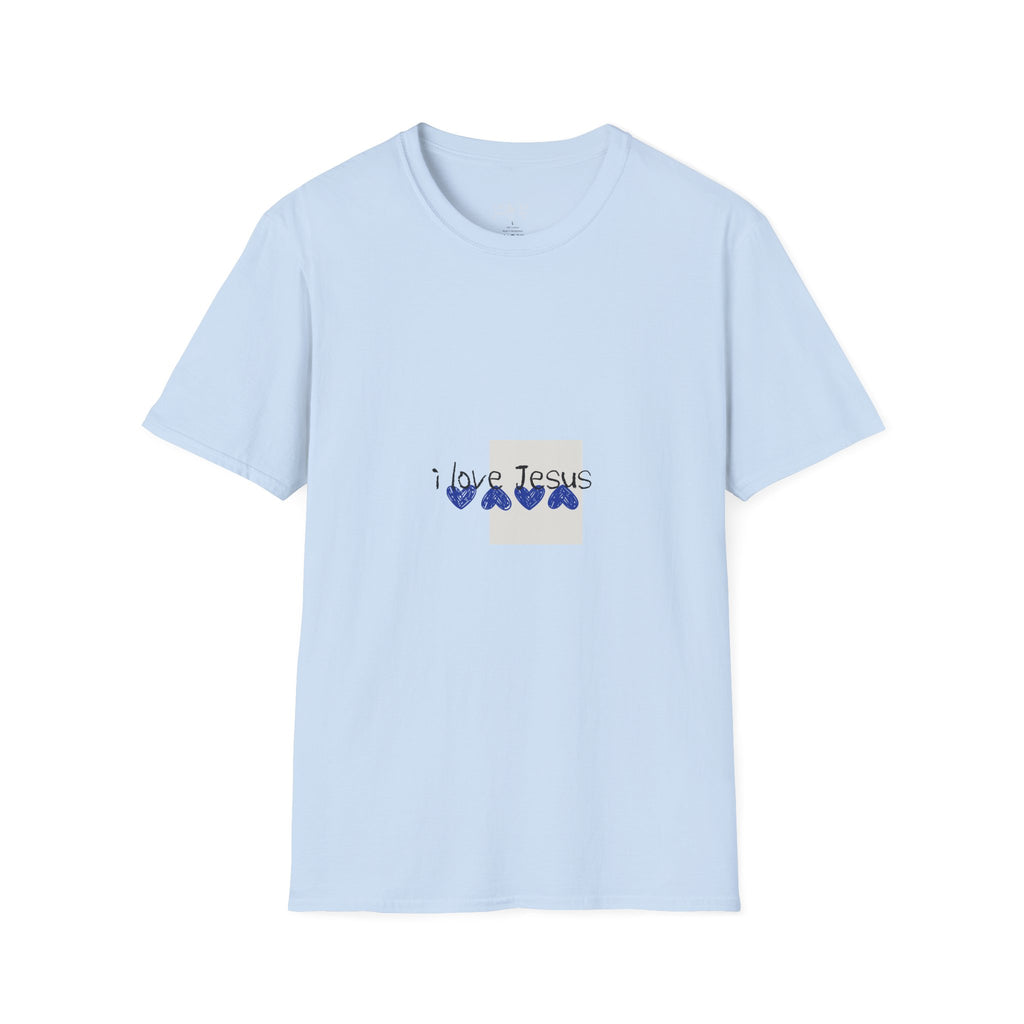 I Love Jesus T-Shirt — Blue Heart Faith Graphic Tee